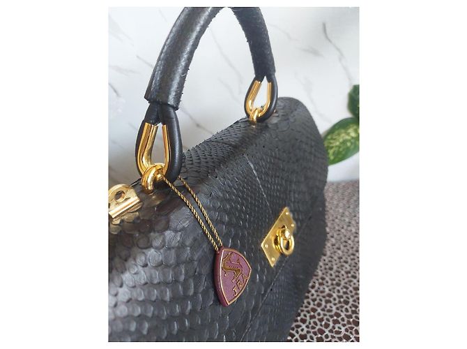 Autre Marque Bolsa JRA Design em couro relevo python, Preto - vista 2