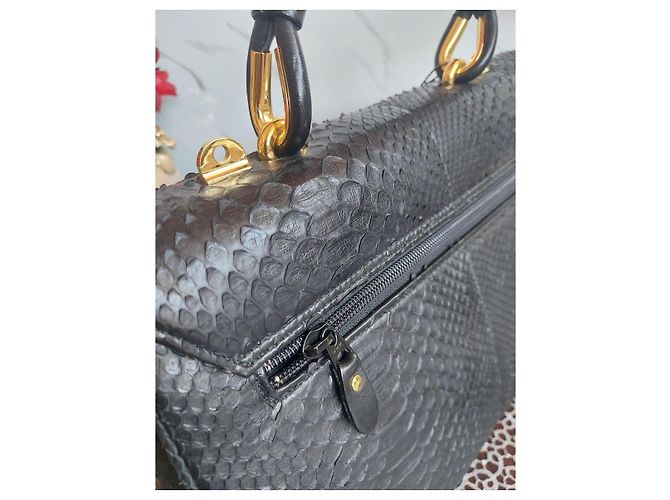 Autre Marque Bolsa JRA Design em couro relevo python, Preto - vista 4