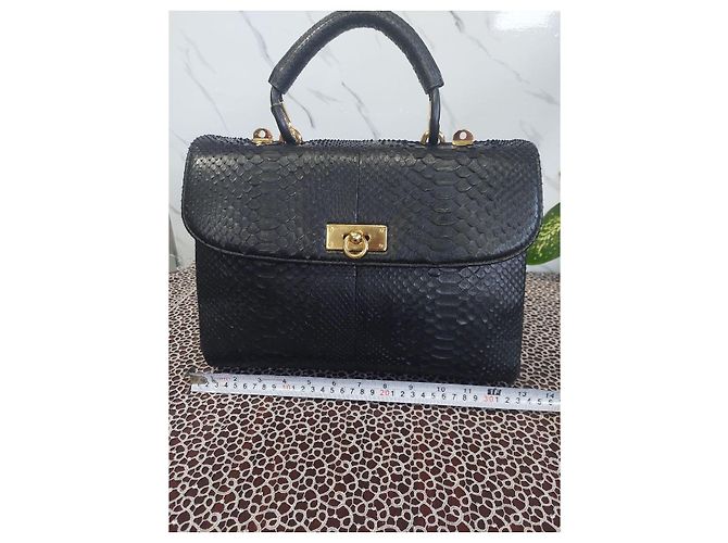 Autre Marque Bolsa JRA Design em couro relevo python, Preto - vista 8