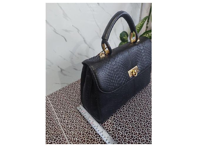 Autre Marque Bolsa JRA Design em couro relevo python, Preto - vista 9