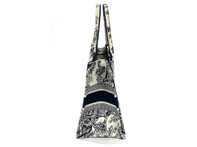 Borsa Tote Christian Dior Medium Toile de Jouy Blu navy - vista 2