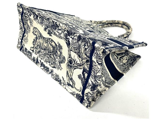 Borsa Tote Christian Dior Medium Toile de Jouy Blu navy - vista 4