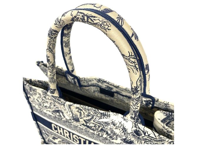 Borsa Tote Christian Dior Medium Toile de Jouy Blu navy - vista 5
