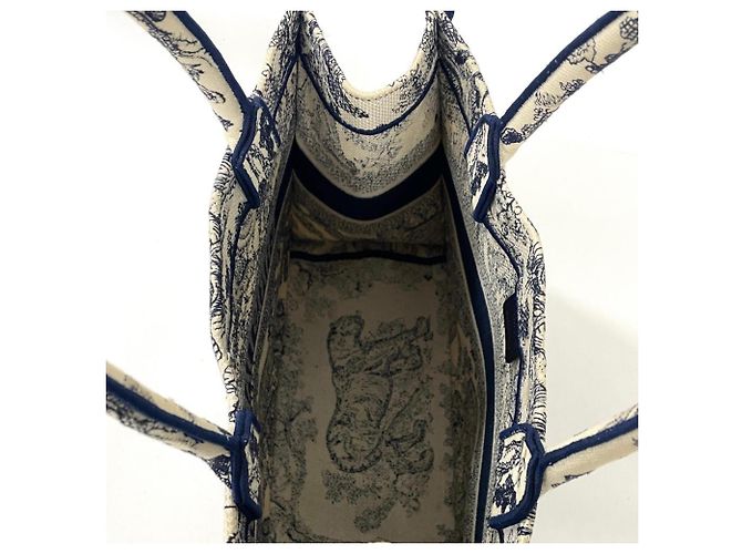 Borsa Tote Christian Dior Medium Toile de Jouy Blu navy - vista 7