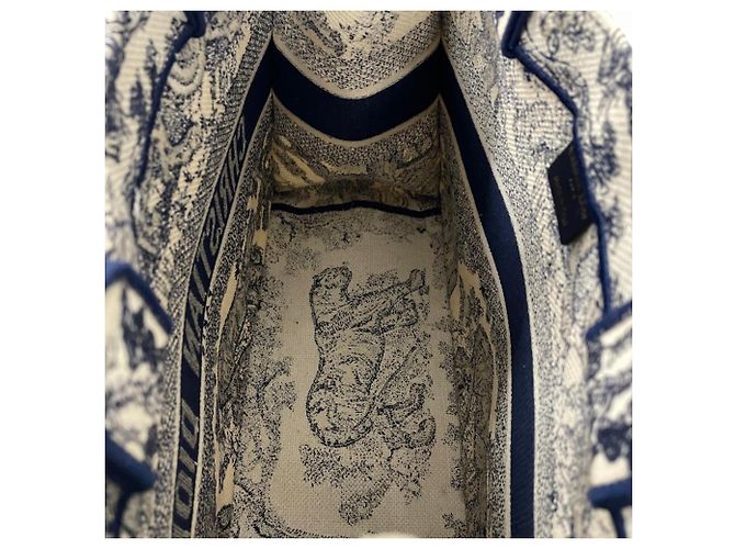 Borsa Tote Christian Dior Medium Toile de Jouy Blu navy - vista 8