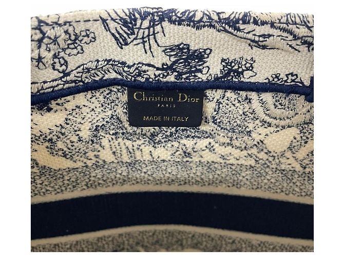 Borsa Tote Christian Dior Medium Toile de Jouy Blu navy - vista 9