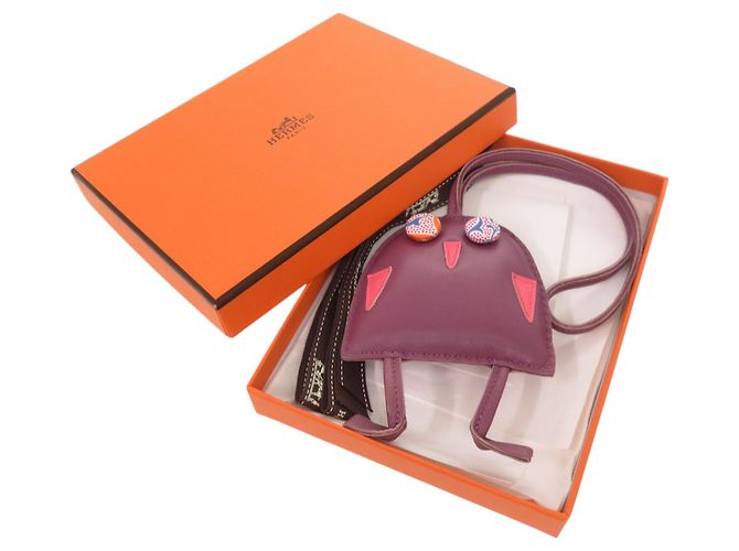 Hermès Hermes Owl Petit H Agneau Milo Purple Accessorio Charm per Borsa Porpora - vista 2