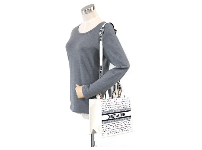Borsa Christian Dior Amour Book Tote Nero Bianco Rosso - vista 16
