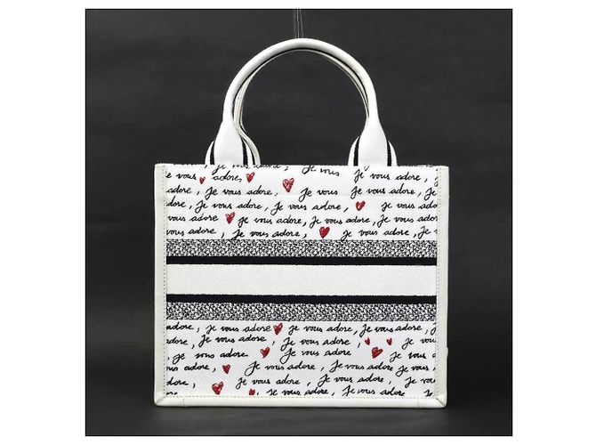 Borsa Christian Dior Amour Book Tote Nero Bianco Rosso - vista 3