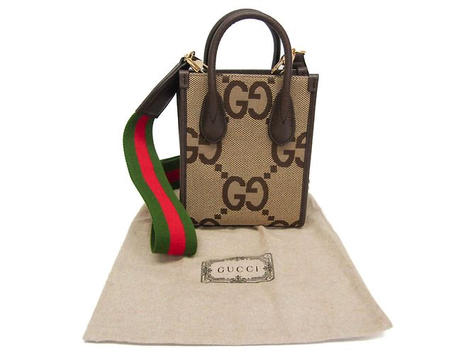 Borsa Gucci Jumbo GG Mini Beige Marrone scuro - vista 2