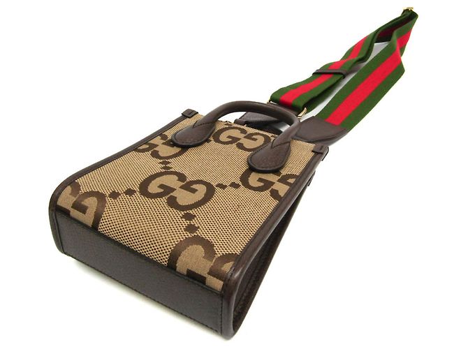 Borsa Gucci Jumbo GG Mini Beige Marrone scuro - vista 3