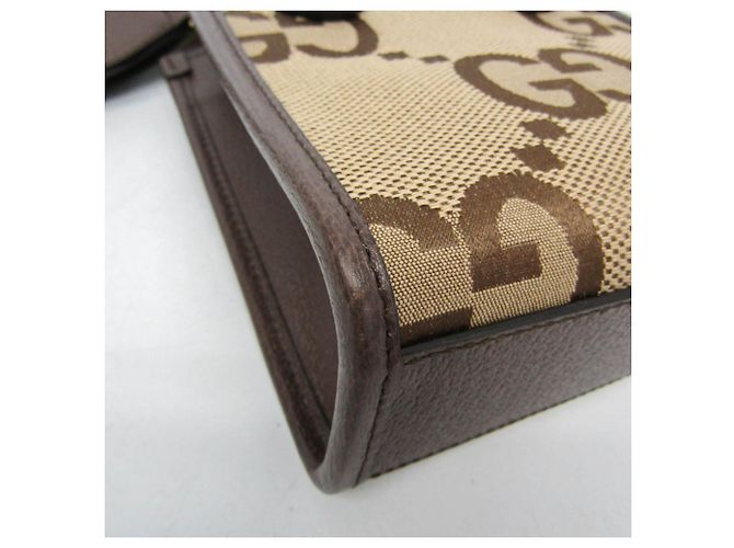 Borsa Gucci Jumbo GG Mini Beige Marrone scuro - vista 6