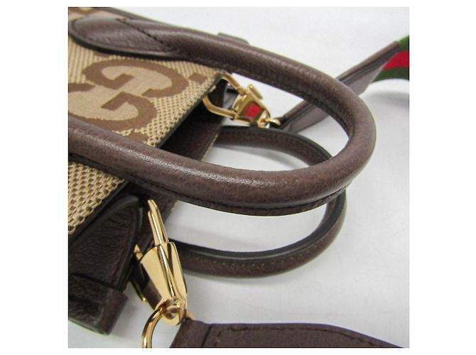 Borsa Gucci Jumbo GG Mini Beige Marrone scuro - vista 8