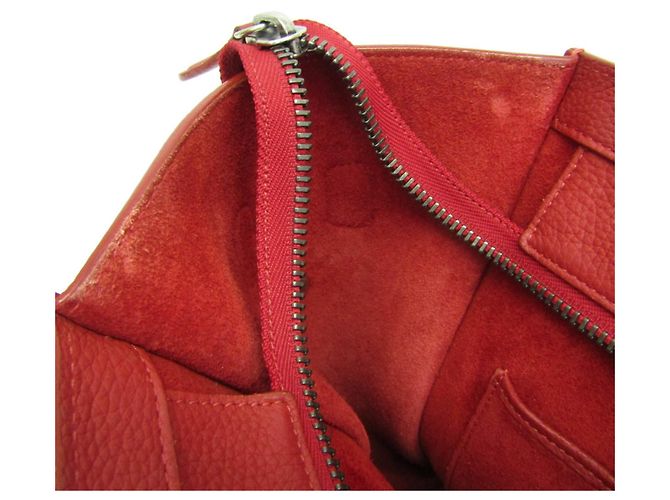 Céline Bolsa Celine Luggage Micro Shopper em vermelho - vista 10