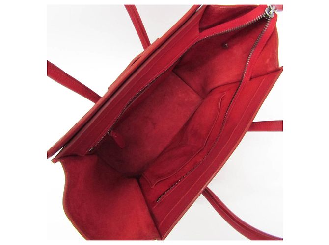 Céline Bolsa Celine Luggage Micro Shopper em vermelho - vista 3