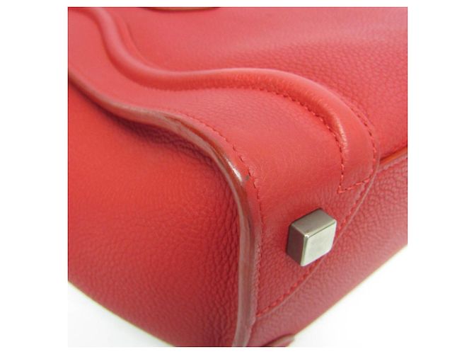 Céline Bolsa Celine Luggage Micro Shopper em vermelho - vista 4