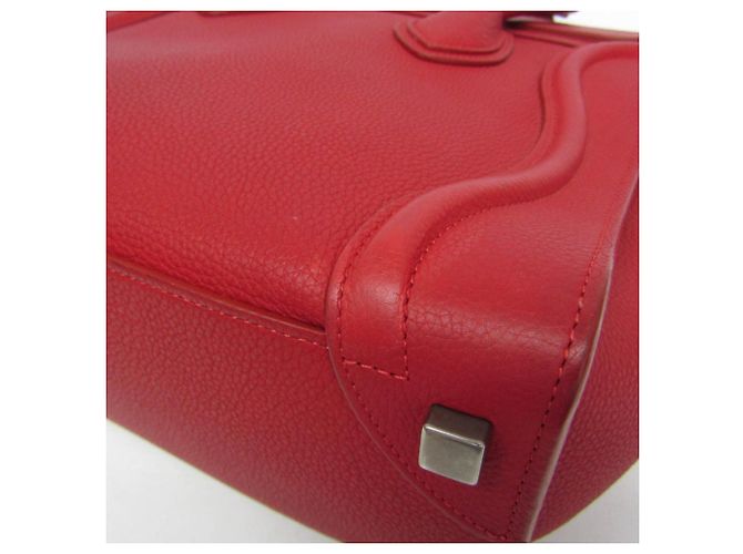 Céline Bolsa Celine Luggage Micro Shopper em vermelho - vista 6