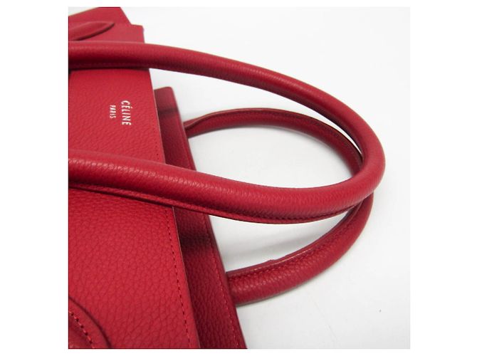 Céline Bolsa Celine Luggage Micro Shopper em vermelho - vista 7