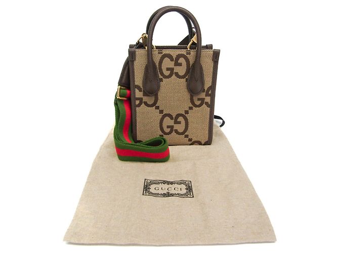 Borsa Gucci Jumbo GG Mini Beige Marrone scuro - vista 2