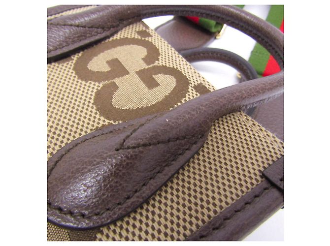 Borsa Gucci Jumbo GG Mini Beige Marrone scuro - vista 7