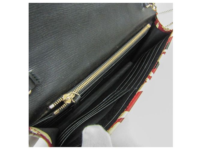Portafoglio a tracolla con catena in pelle da donna Gucci Nero Crudo Bordò - vista 3