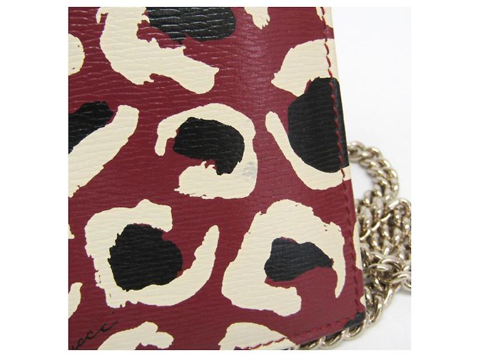 Portafoglio a tracolla con catena in pelle da donna Gucci Nero Crudo Bordò - vista 8