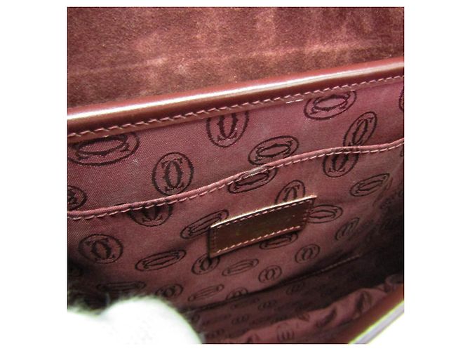 Borsa a tracolla Cartier Must in pelle e scamosciato Bordeaux Bordò - vista 13