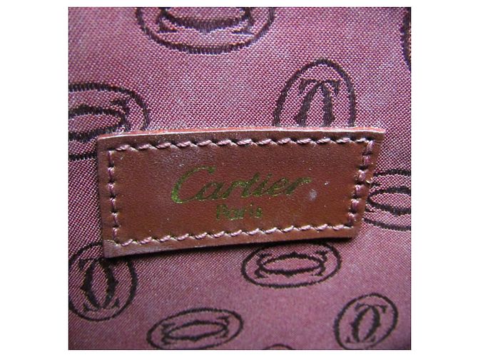 Borsa a tracolla Cartier Must in pelle e scamosciato Bordeaux Bordò - vista 14