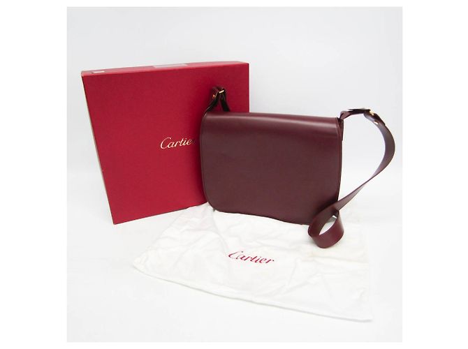 Borsa a tracolla Cartier Must in pelle e scamosciato Bordeaux Bordò - vista 2