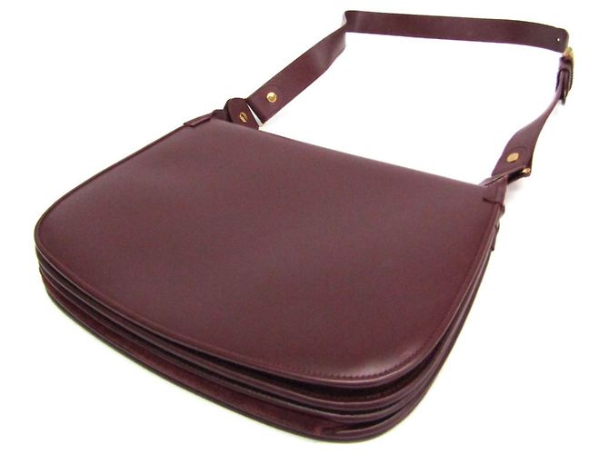 Borsa a tracolla Cartier Must in pelle e scamosciato Bordeaux Bordò - vista 3