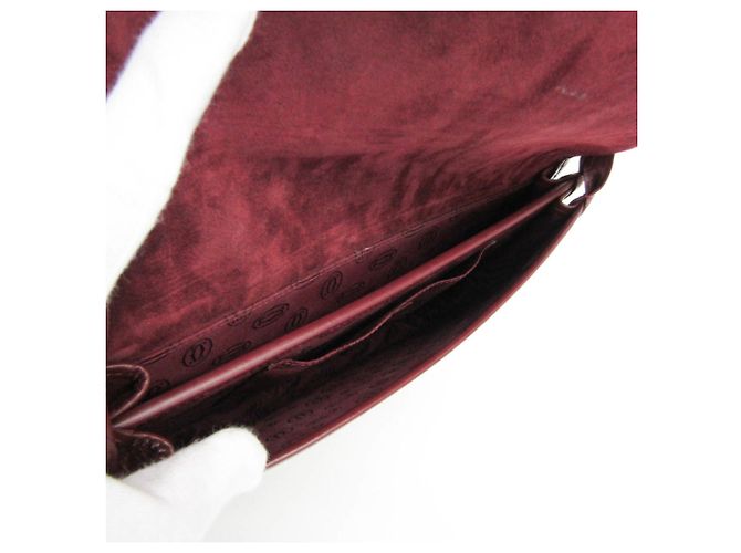 Borsa a tracolla Cartier Must in pelle e scamosciato Bordeaux Bordò - vista 5