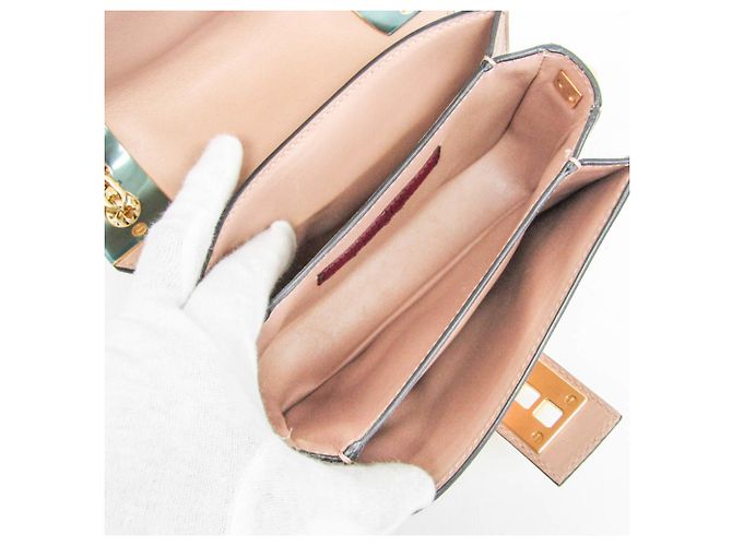 Borsa a Spalla con Catena Valentino Garavani Rockstud Beige - vista 3