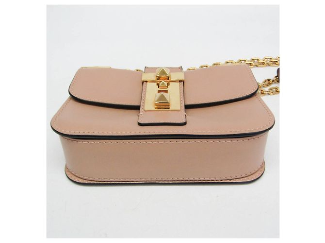 Borsa a Spalla con Catena Valentino Garavani Rockstud Beige - vista 4