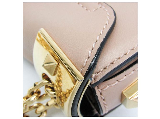 Borsa a Spalla con Catena Valentino Garavani Rockstud Beige - vista 5