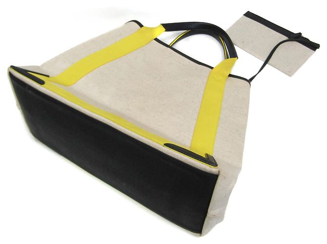 Borsa Balenciaga Navy Cabas M Blu Notte Nero Giallo Bianco sporco - vista 3