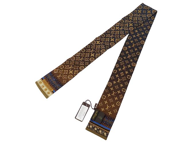 Louis Vuitton Monogram Seidenschal Braun Marineblau - Ansicht 3