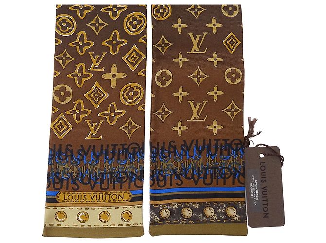Louis Vuitton Monogram Seidenschal Braun Marineblau - Ansicht 4