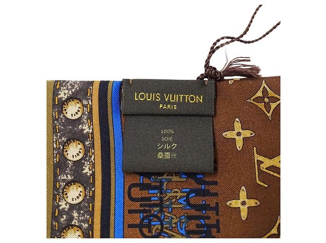 Louis Vuitton Monogram Seidenschal Braun Marineblau - Ansicht 5