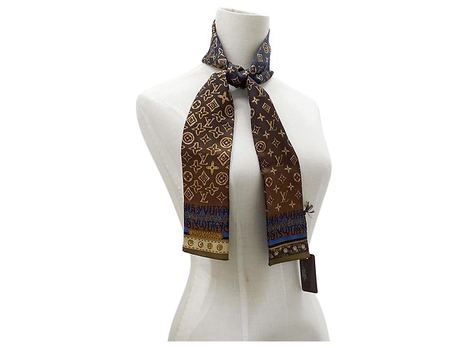 Louis Vuitton Monogram Seidenschal Braun Marineblau - Ansicht 6