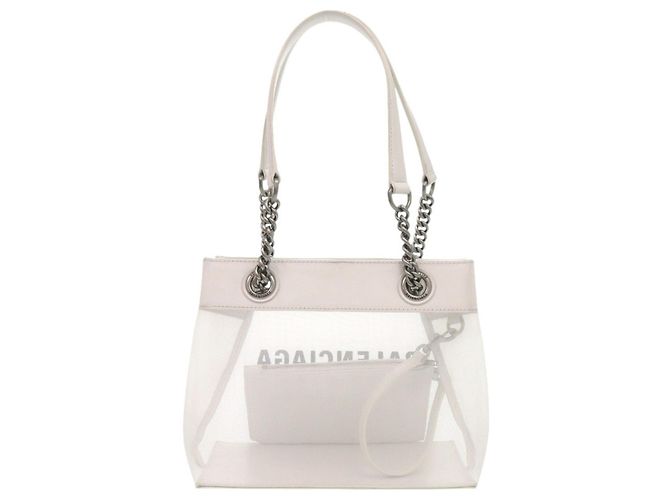 Borsa Tote in Mesh e Pelle Balenciaga Duty Free Bianco - vista 2