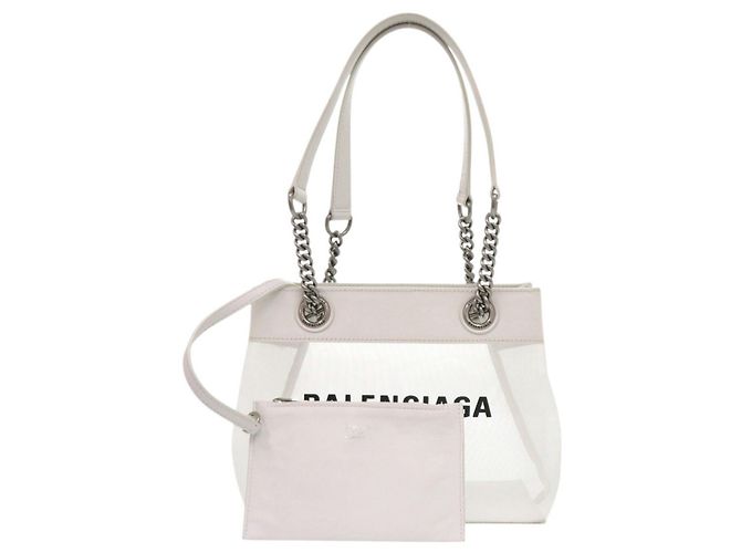 Borsa Tote in Mesh e Pelle Balenciaga Duty Free Bianco - vista 3
