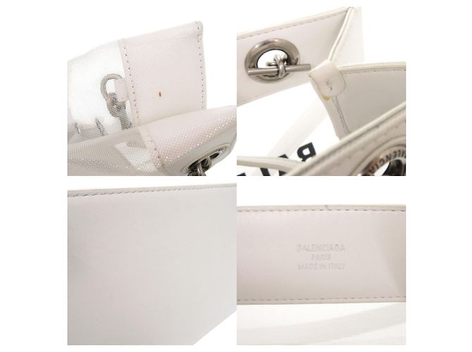 Borsa Tote in Mesh e Pelle Balenciaga Duty Free Bianco - vista 8