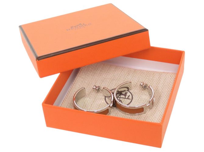 Hermès Orecchini Hermes Olympe Veau Epsom Gold Silver Hardware D'oro - vista 2