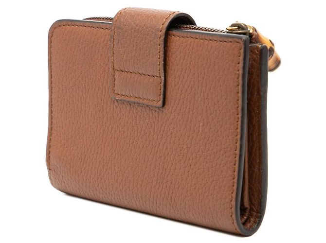 Cartera de doble pliegue Gucci GG Marmont Bamboo Castaño - vista 2