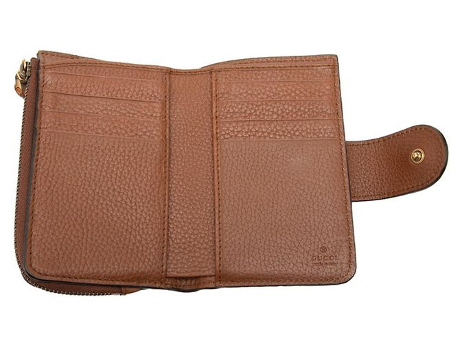 Cartera de doble pliegue Gucci GG Marmont Bamboo Castaño - vista 4