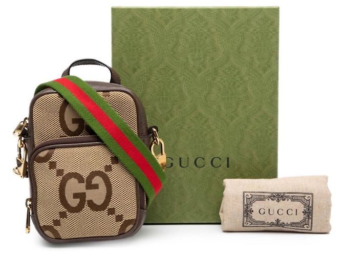 Borsa a mano e borsa a tracolla Gucci Jumbo GG Marrone - vista 7