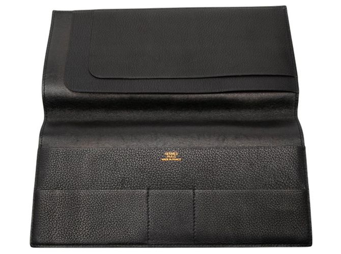 Hermès Hermes Black Leather Long Wallet - view 4