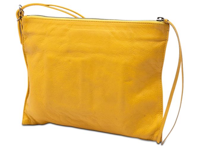 Clutch da polso in pelle gialla Papier di Balenciaga - vista 2