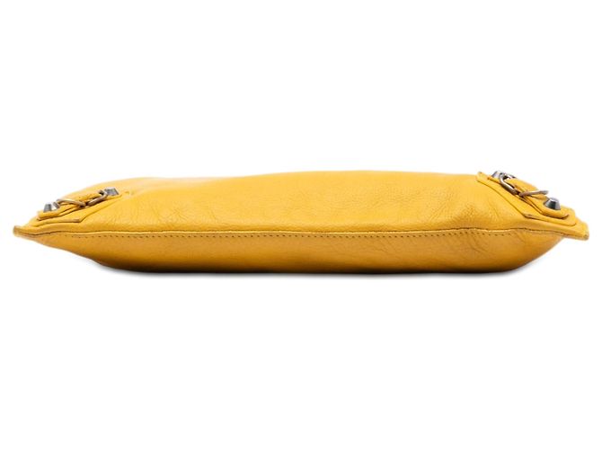 Clutch da polso in pelle gialla Papier di Balenciaga - vista 3