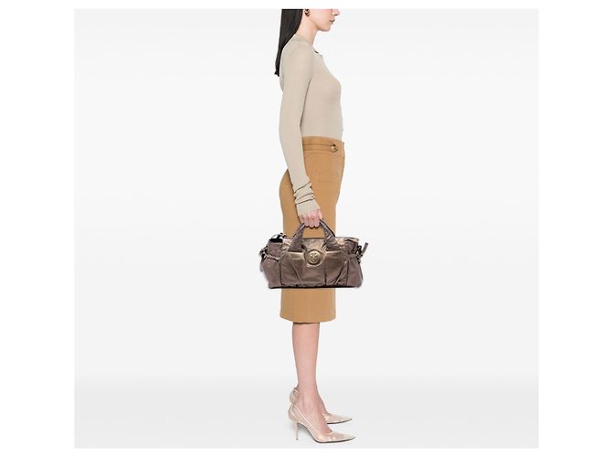 Borsa Hysteria in pelle di vitello metallizzata marrone Gucci Bronzo - vista 7